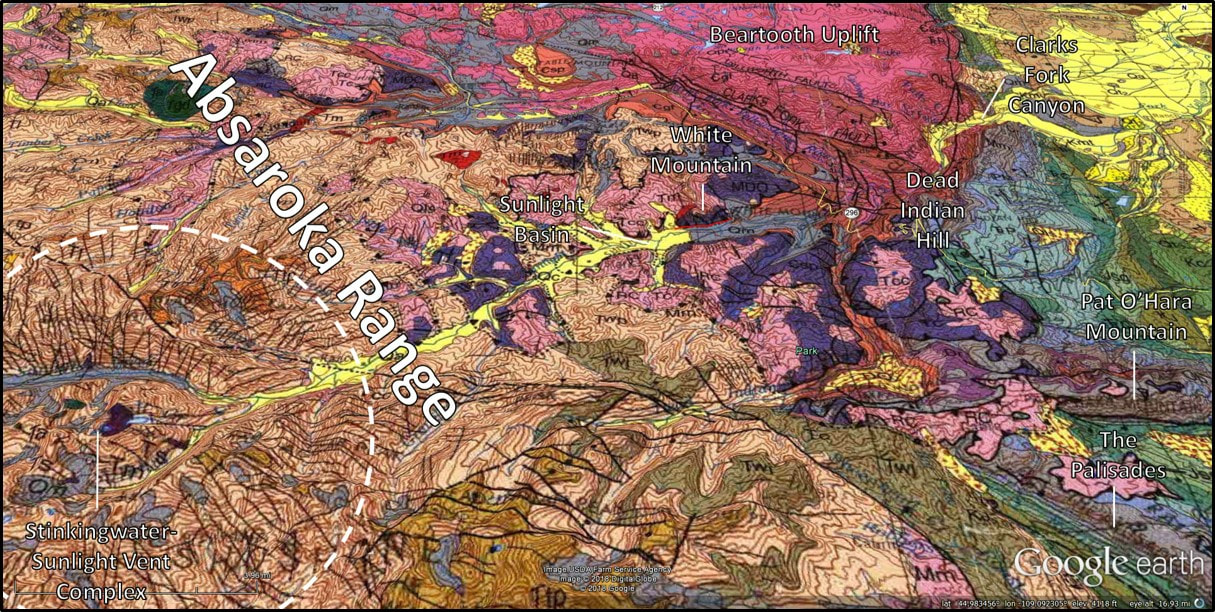 Geologic map of White Mountain area, Park County, Wyoming