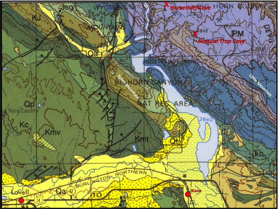 Geologic map of Wyoming portion Bighorn Canyon National Recreation Area