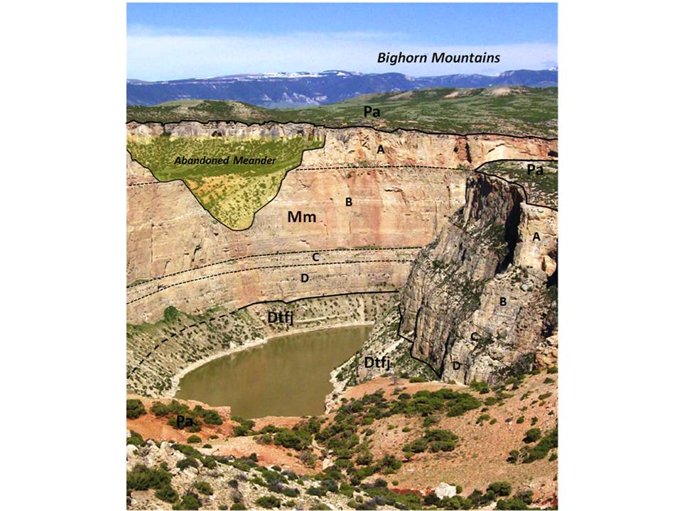 Picture Bighorn Canyon with labeled geology, Bighorn Canyon National Recreation Area