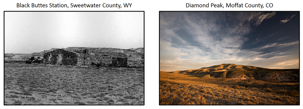 Pictures of Black Buttes Station, Sweetwater County Wyoming and Diamond Peak, Moffat County, Colorado