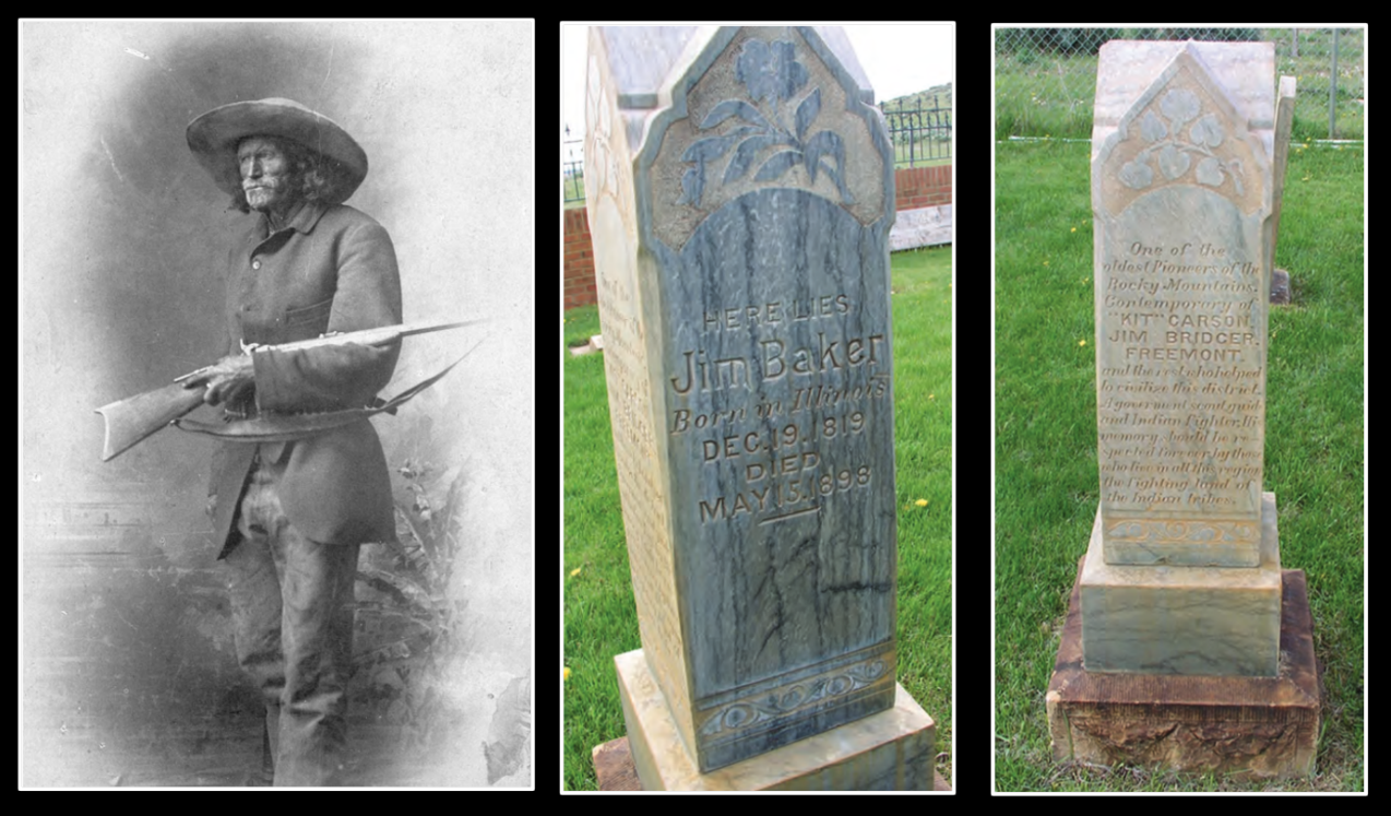 Pictures of Jim Baker and his headstone near Savery, Wyoming
