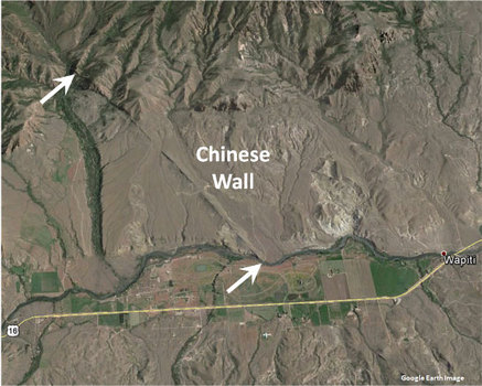 Google Earth image Chinese Wall, Park County, Wyoming