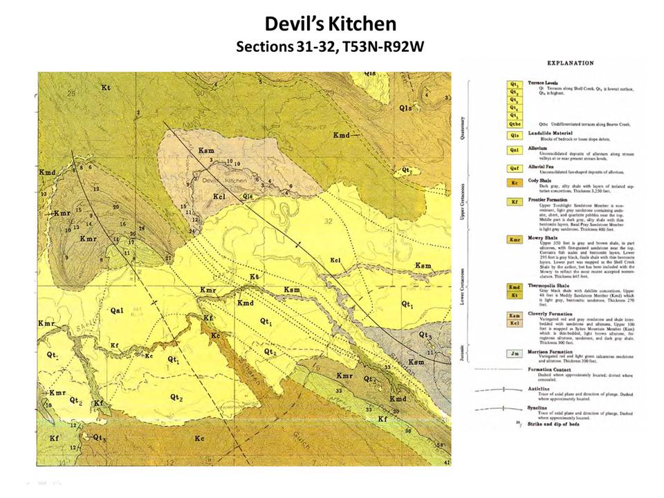 Geologic map Devil's Kitchen, Big Horn County, Wyoming