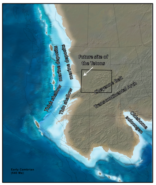 Paleogeographic map of Western North America during Early Cambrian Period