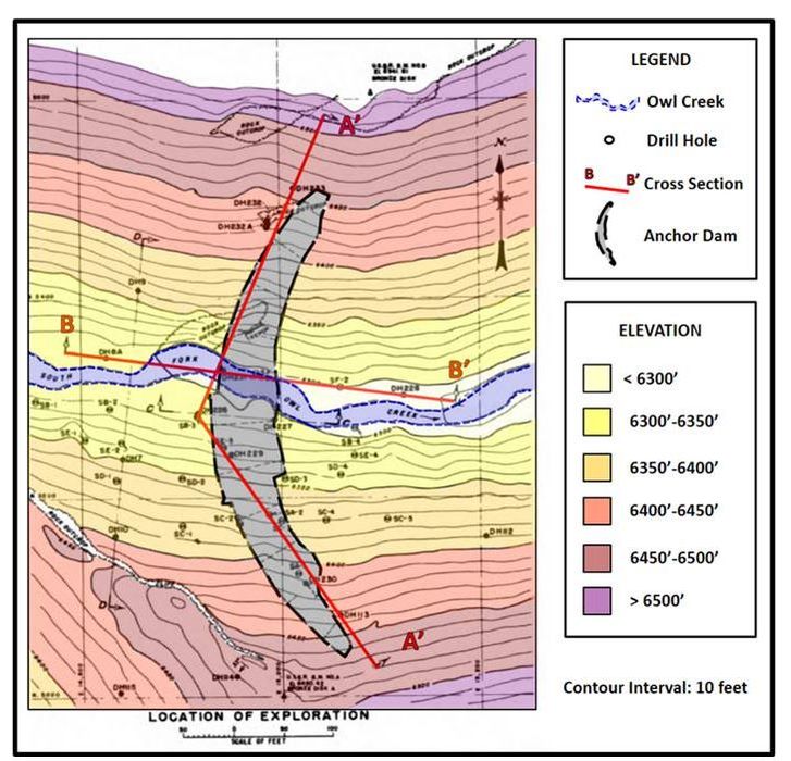 Topographic index map of Anchor Dam, Hot Springs County, Wyoming 