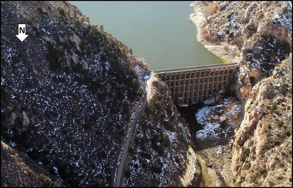 Aerial picture La Prele Dam, Converse County, Wyoming