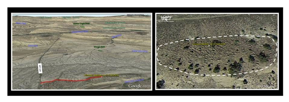 Aerial view of Dinosaur Marbles site, Hot Springs County, Wyoming