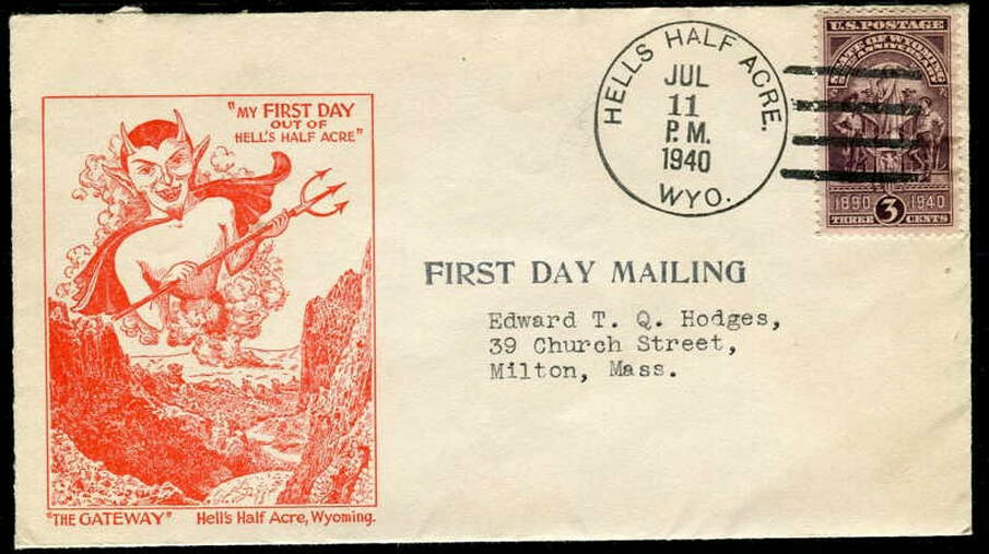 First day mailing envelope, May 1940 from Hells Half Acre, Natrona County, Wyoming