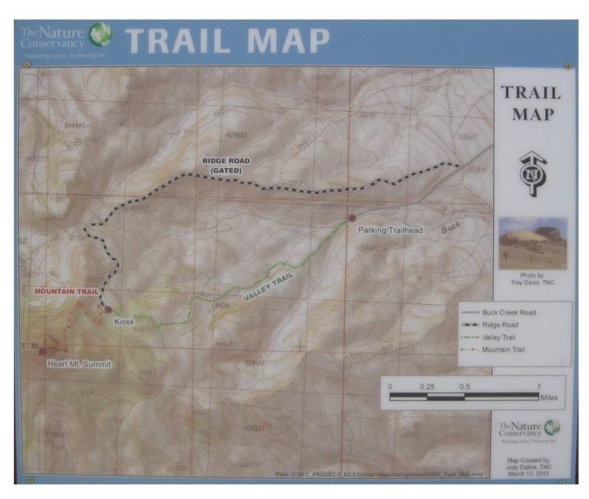 Heart Mountain trail map, Park County, Wyoming