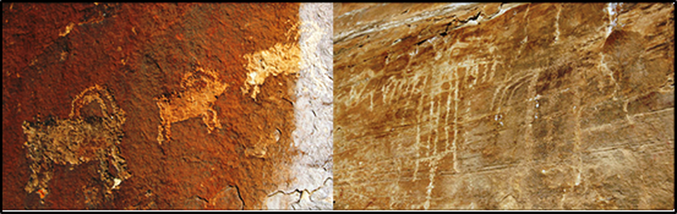 Pictures of Sinks Canyon Native American rock art on Tensleep Sandstone, Fremont County, Wyoming