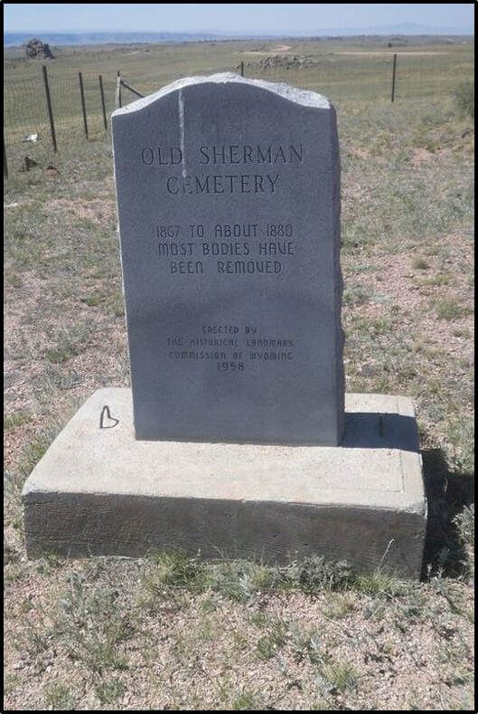 Picture of cemetery marker stone at Sherman, Wyoming