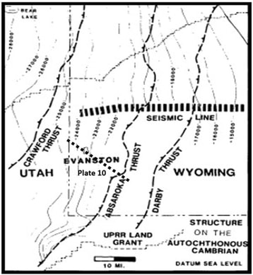 Index map to seismic line over Absaroka and Darby Thrust, Wyoming