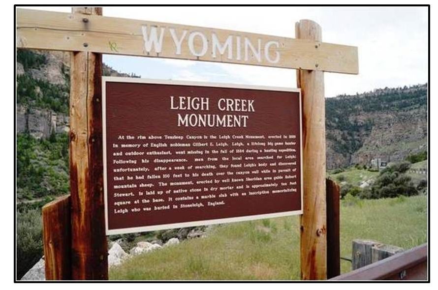 Picture Leigh Creek Monument sign Tensleep Canyon