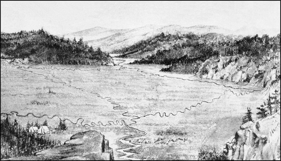 Drawing of Two Ocean Pass made in 1894
