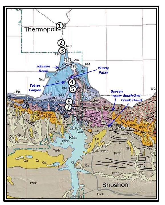 Geologic map Wind River Canyon, Hot Springs County, Wyoming