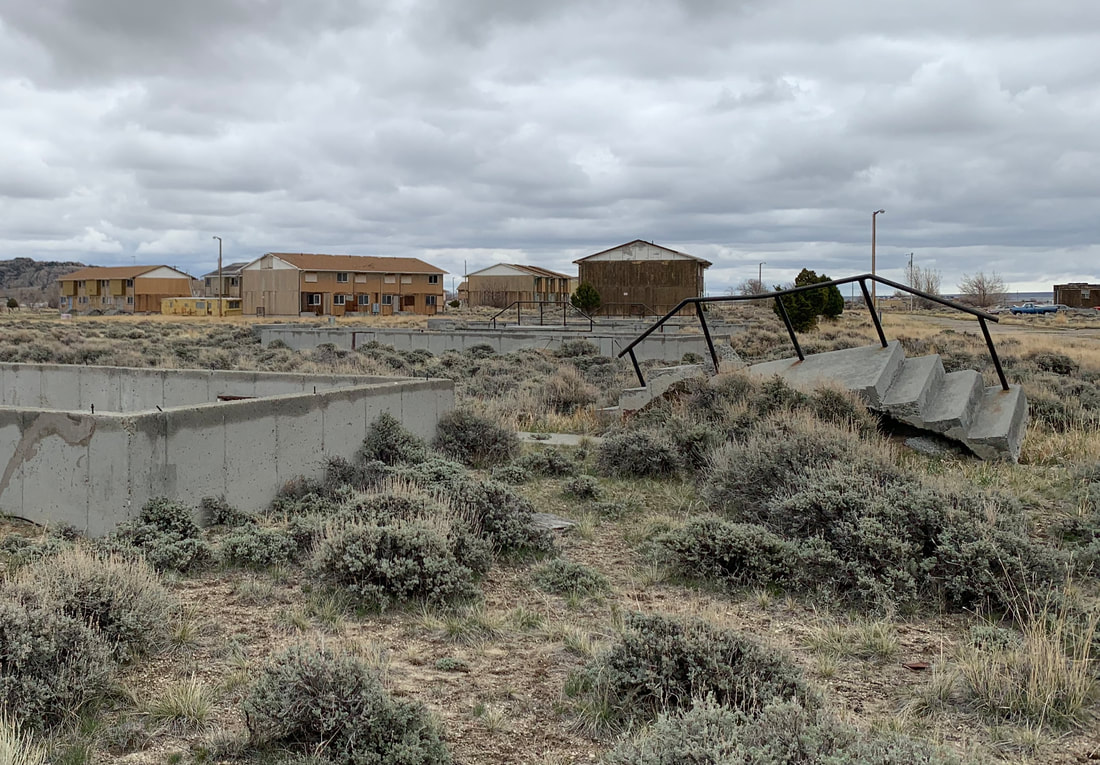 Jeffrey City foundations and vacant buildings, Wyoming
