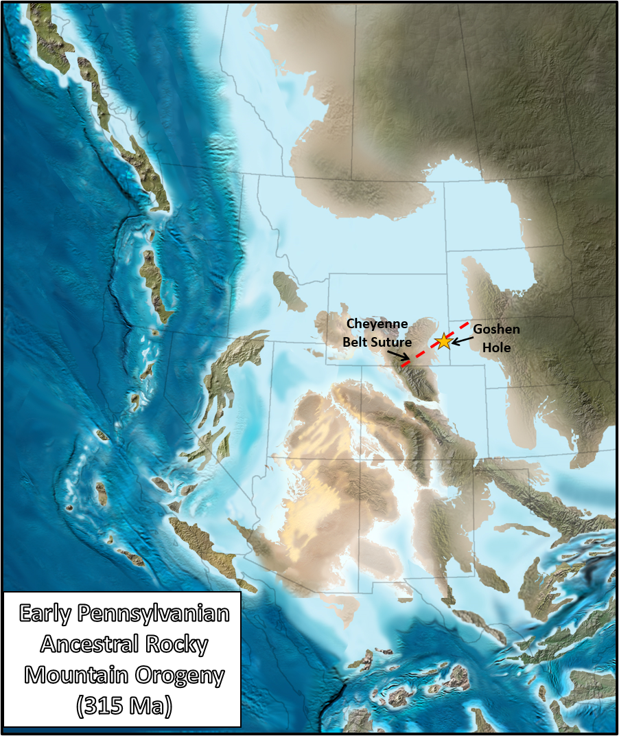 Paleogeography map of Early Pennsylvanian (315 million years ago) western US