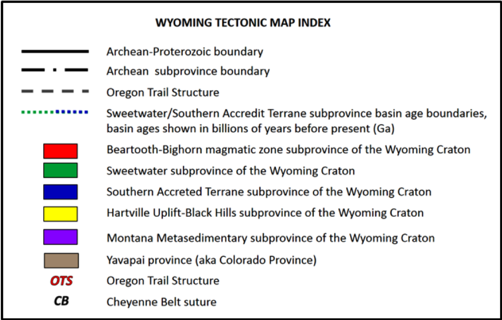 Index to Wyoming Craton Tectonic Map