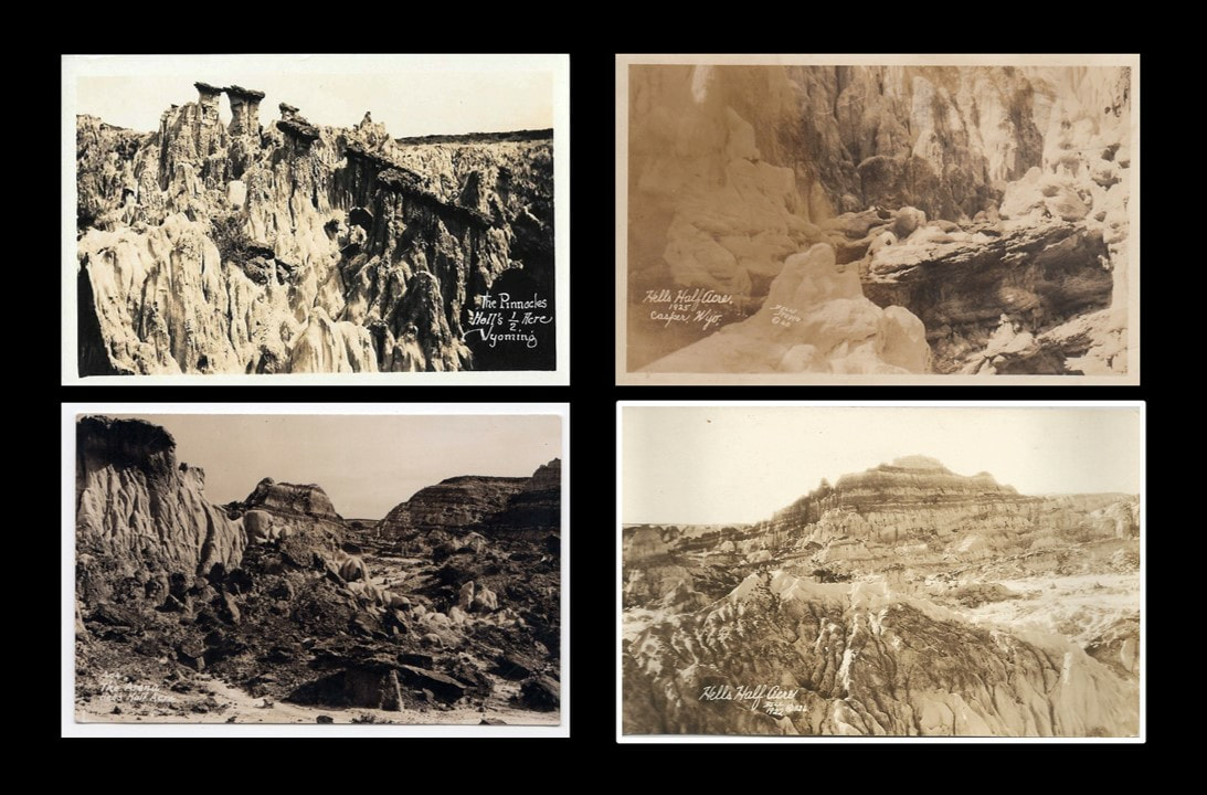 1920s vintage postcards of Hells Half Acre, Natrona County, Wyoming