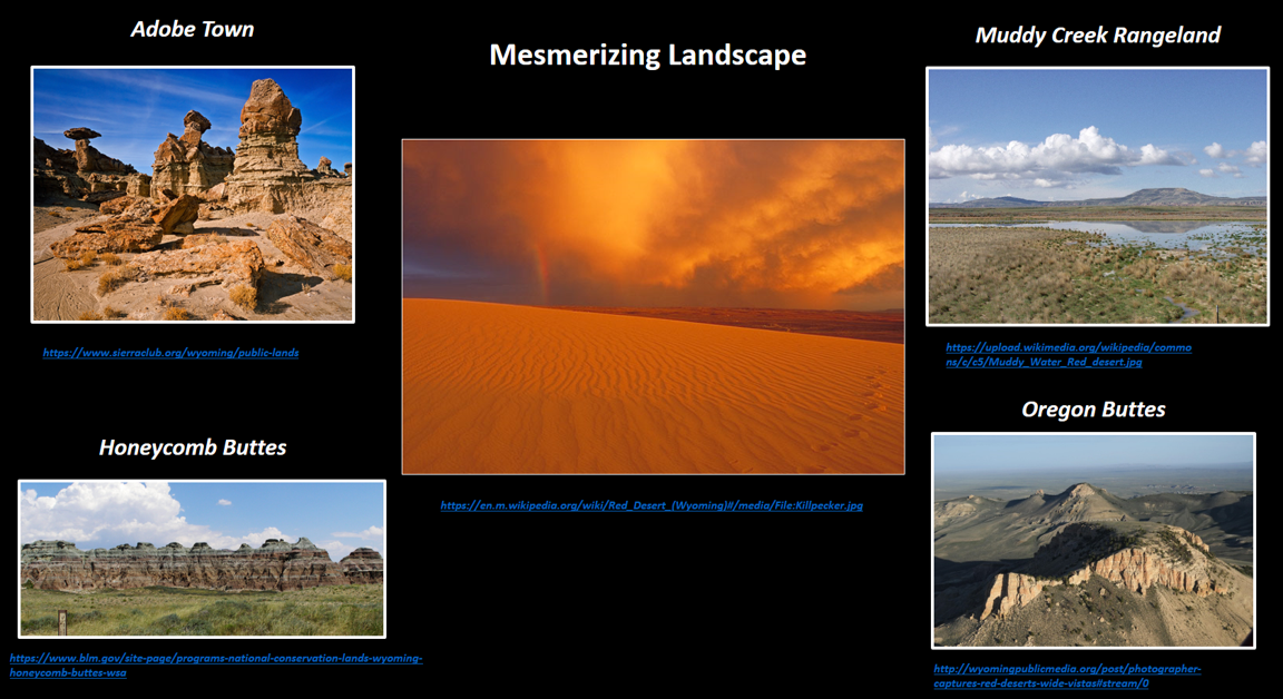 Pictures of landscape in Red Desert, Sweetwater County, Wyoming