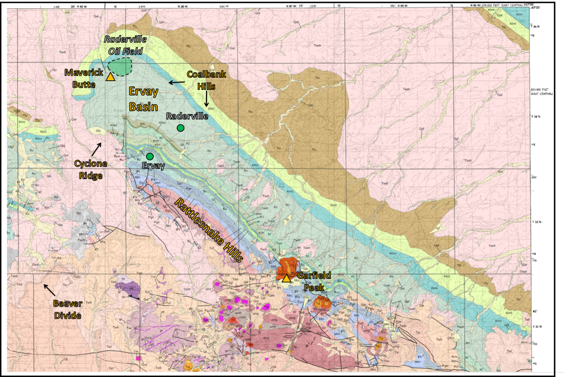 Geology map of Ervay Basin Area, Natrona County, Wyoming
