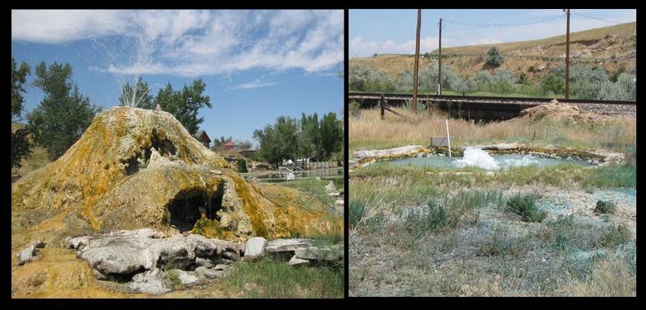 Pictures Sacajawea artesian well and Maytag artesian well, Thermopolis, Wyoming