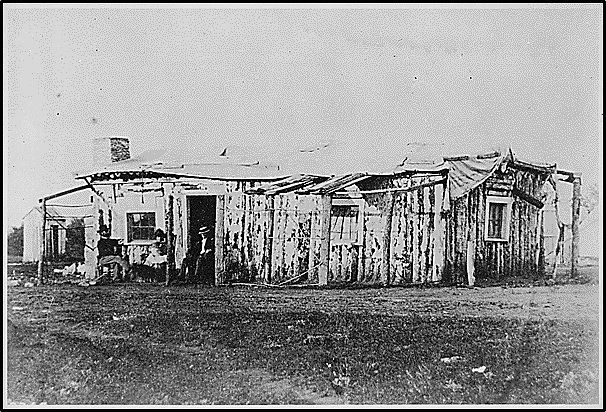 Historic picture of Fort Rawlins officer's quarters, 1877, Wyoming