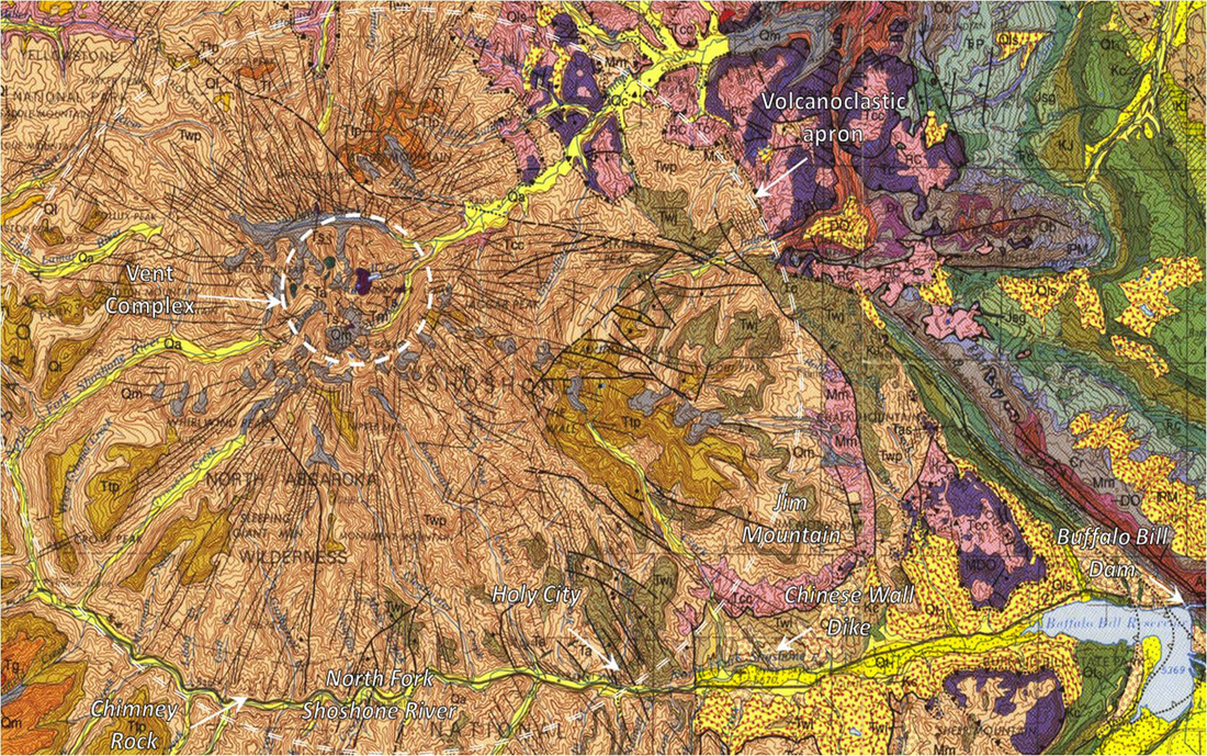 Geologic map Sunlight Basin Volcano, Park County, Wyoming