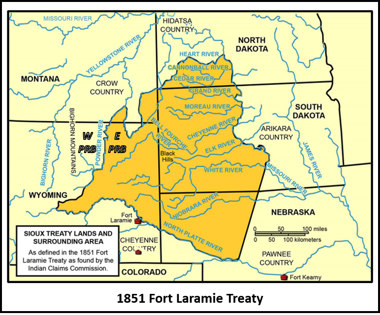 Map of Fort Laramie 1851 Treaty with Sioux Nation