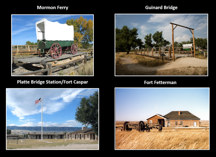 Pictures of Mormon Ferry, Fort Caspar, Guinard Bridge & Fort Fetterman, Wyoming