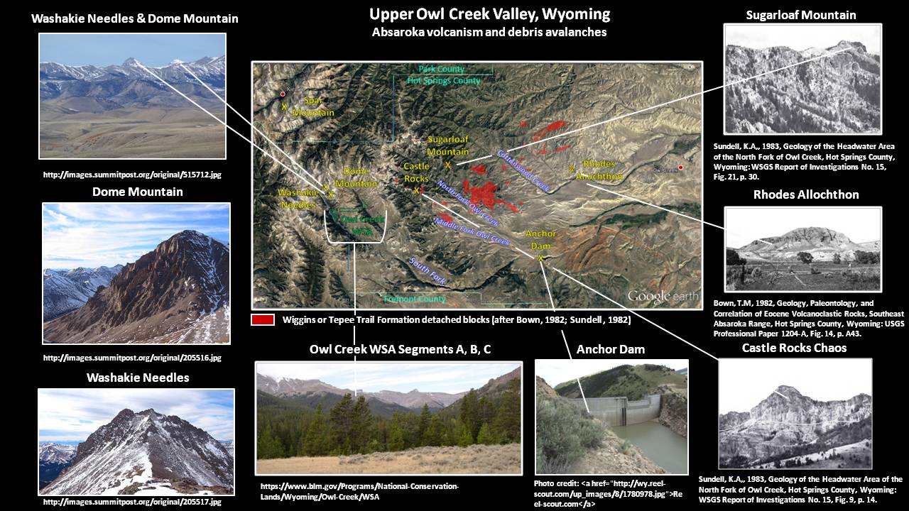 Pictures and map Owl Creek Valley volcanics, Hot Springs County, Wyoming