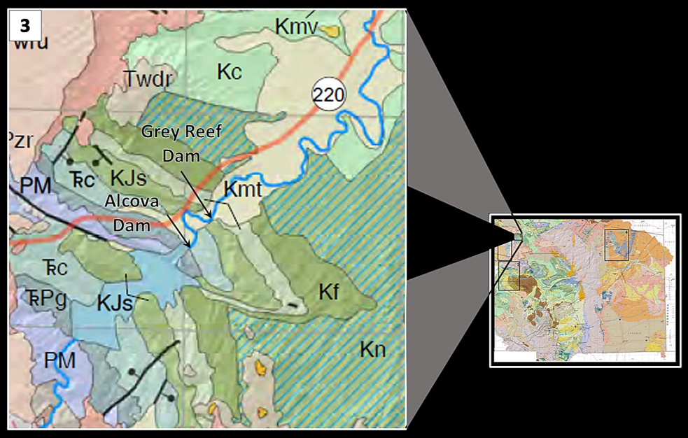 Geologic map of Alcova Dam and Gray Reef Dam area, Wyoming