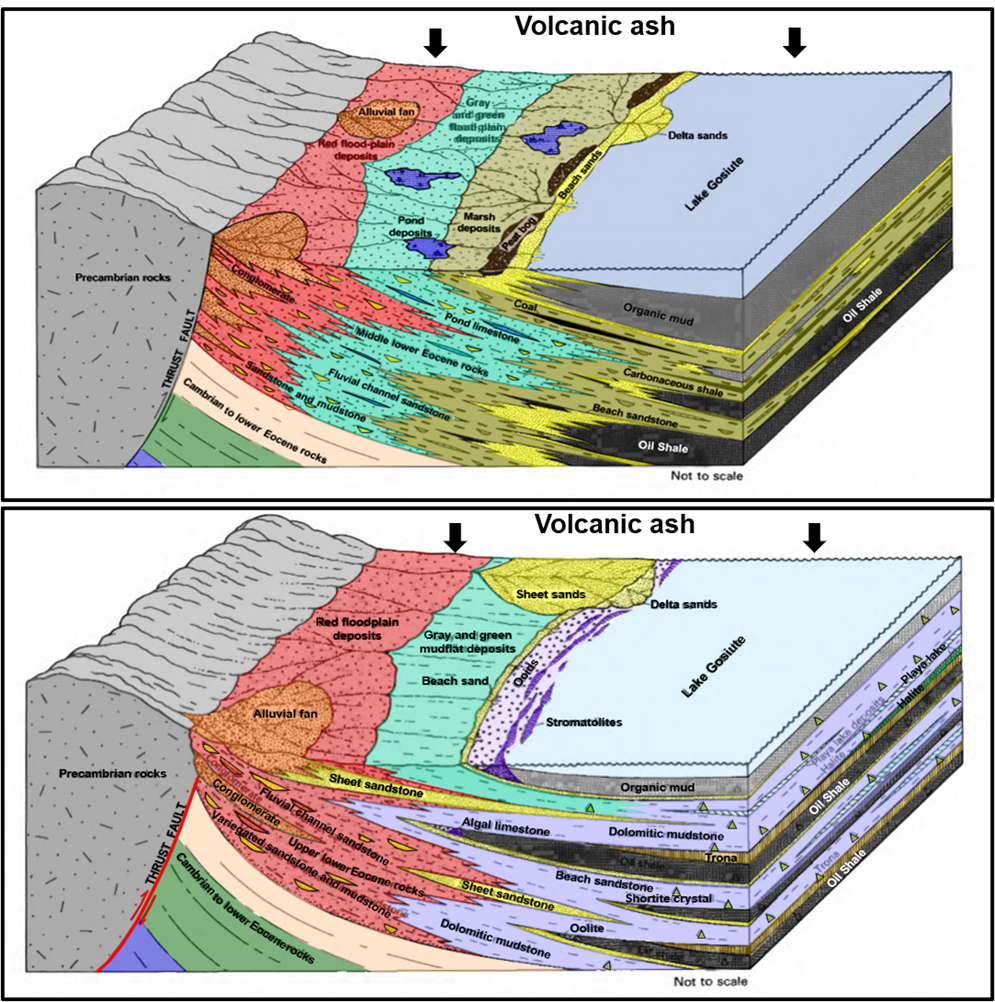 Geologic models of Green River Basin Eocene freshwater and saltwater depositional environments