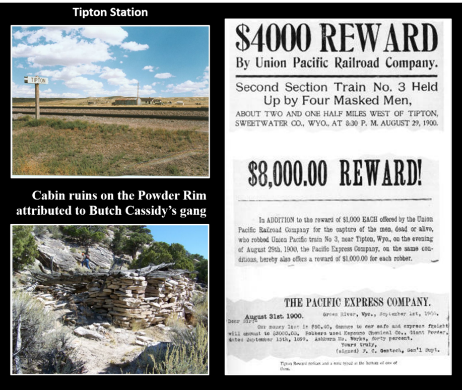Montage of train robbery near Tipton Station by Butch Cassidy's Gang, Sweetwater County, Wyoming