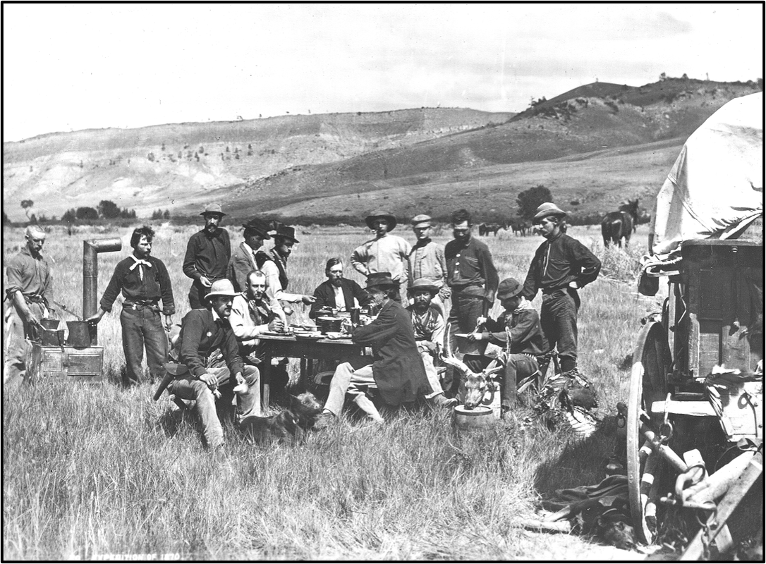 Picture of Hayden Survey camped at Red Buttes in 1870, Wyoming