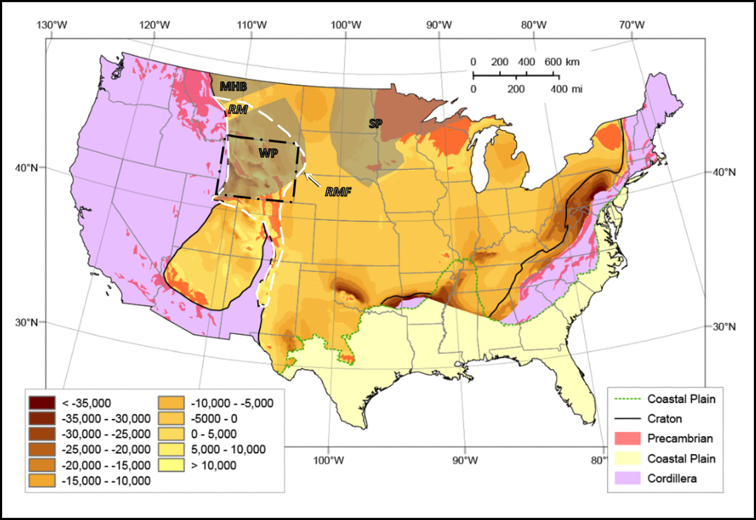 United States geologic map of the basement