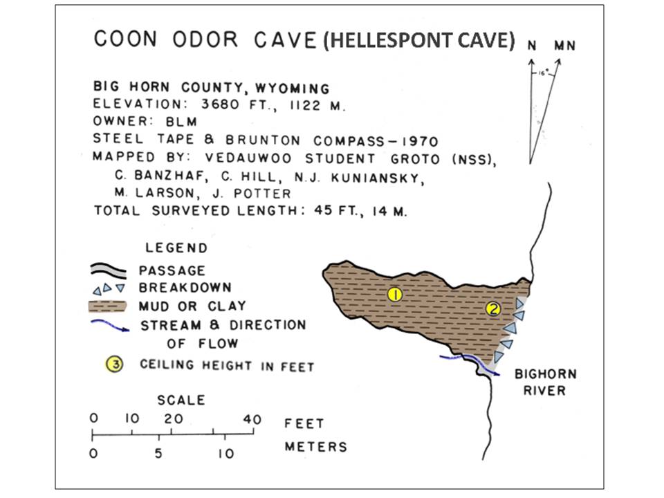 Map Coon Odor Cave or Hellespont Cave, Big Horn County, Wyoming