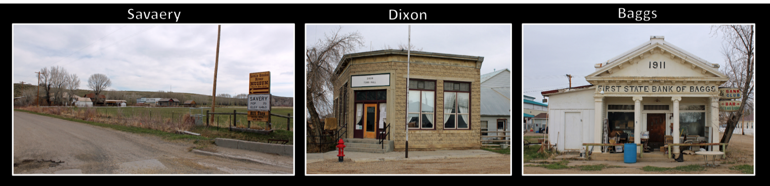 Pictures of historic buildings in Savery, Dixon and Baggs, Wyoming