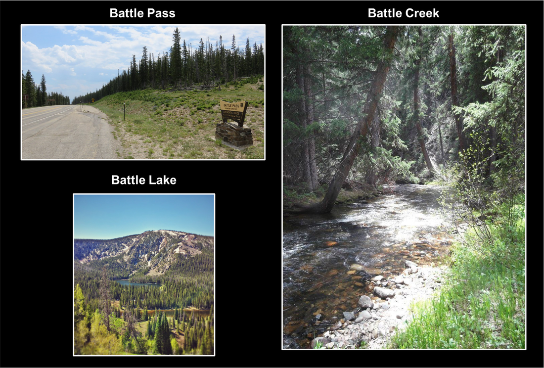 Pictures of Battle Pass, Battle Lake and Battle Creek in Sierra Madre Mountains, Carbon County, Wyoming