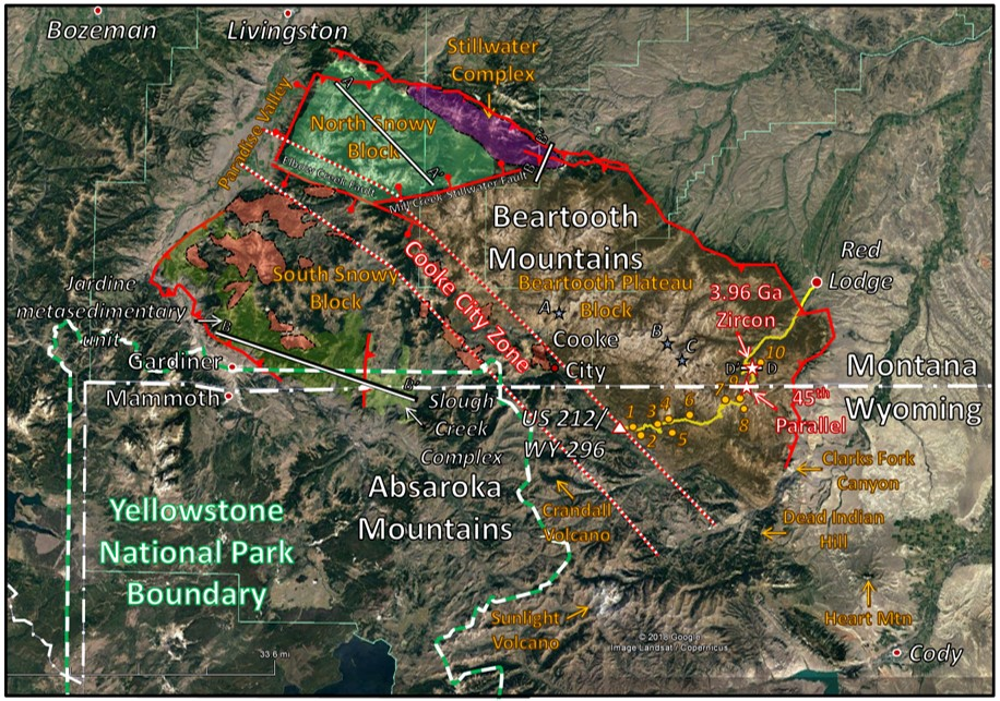 Major structural geology features of the Beartooth Mountains, Montana and Wyoming 