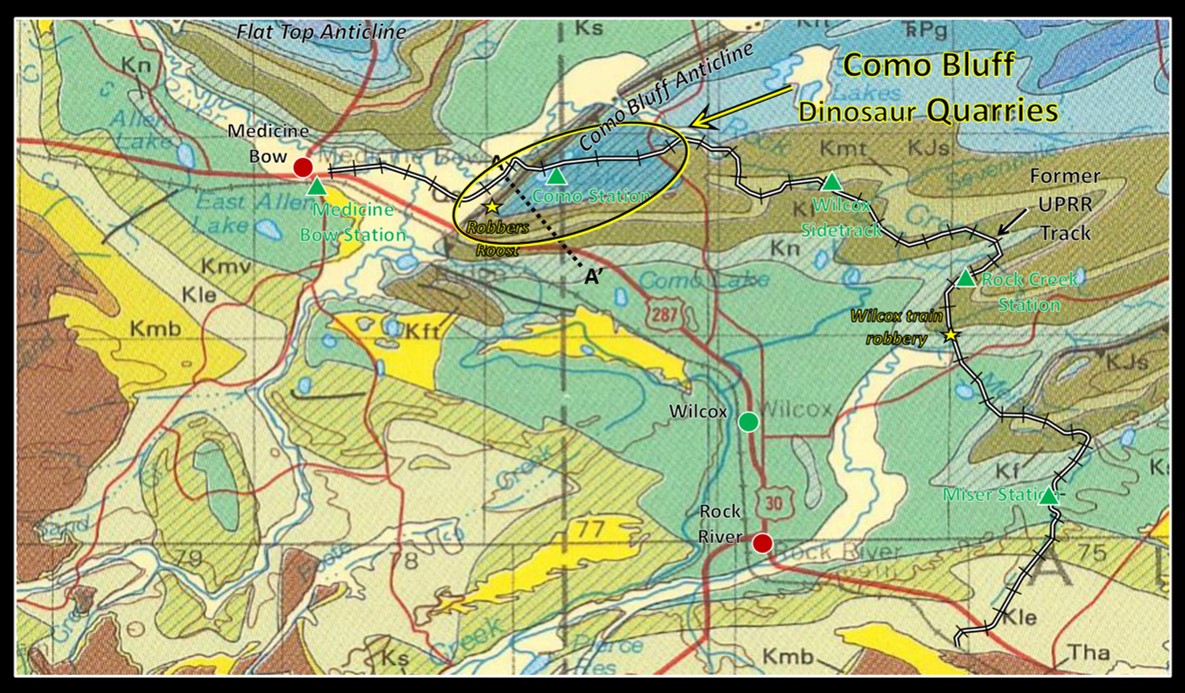 Geologic map of Como Bluff, Wyoming