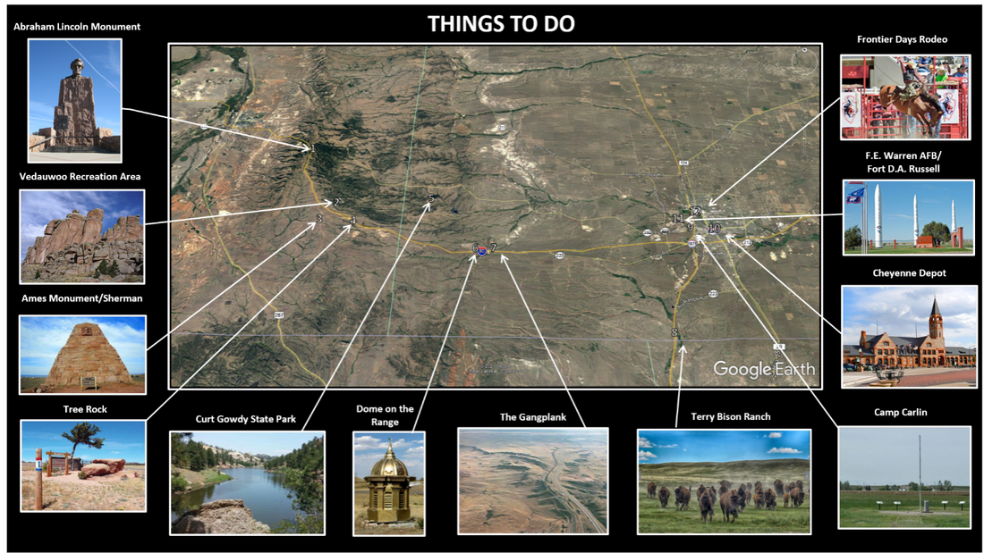 Picture montage of places to visit in southeast Wyoming
