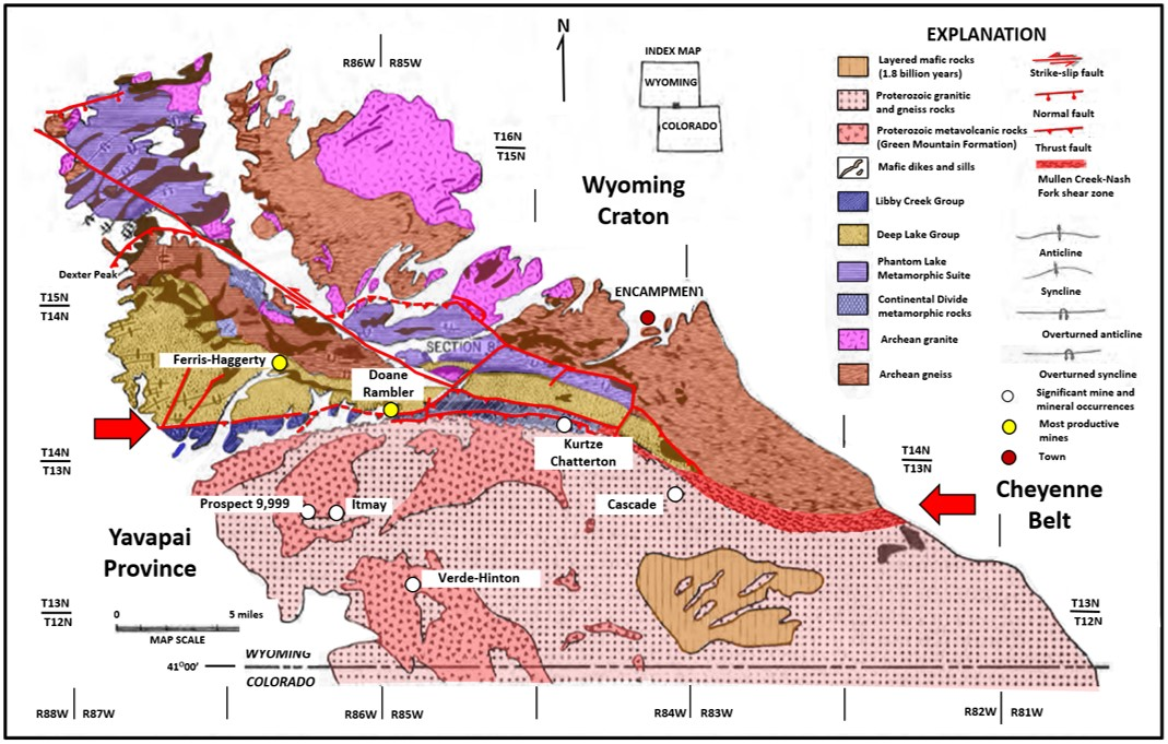 Geologic map of Precambrian rocks in Sierra Madre Mountains, Wyoming