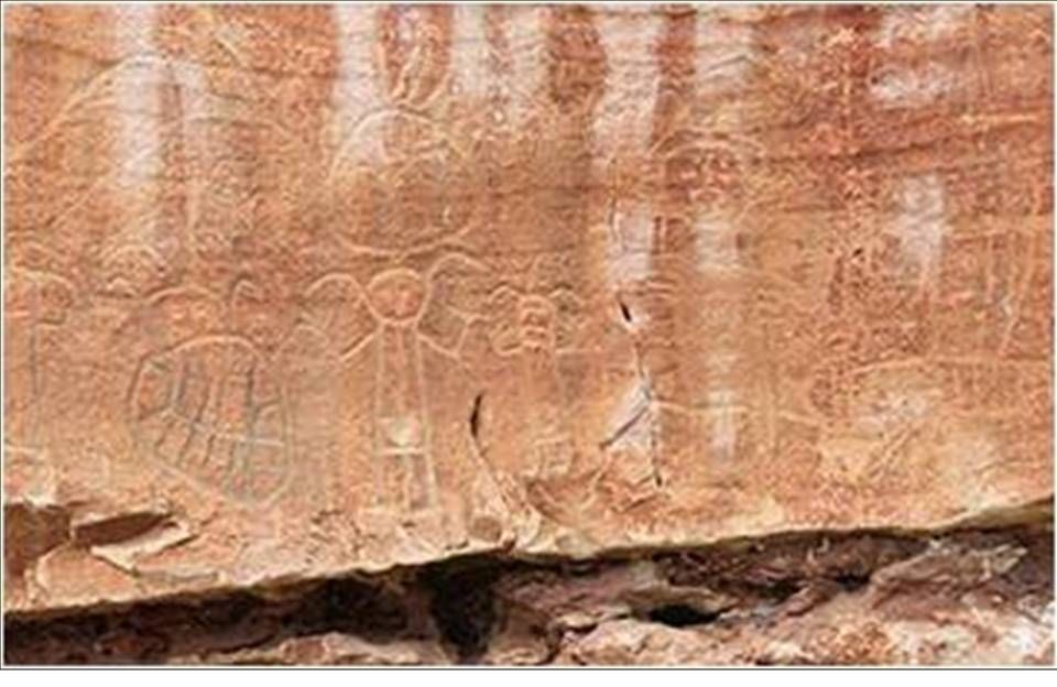 Picture rock art at Medicine Lodge State Archaeological Site, Big Horn County, Wyoming