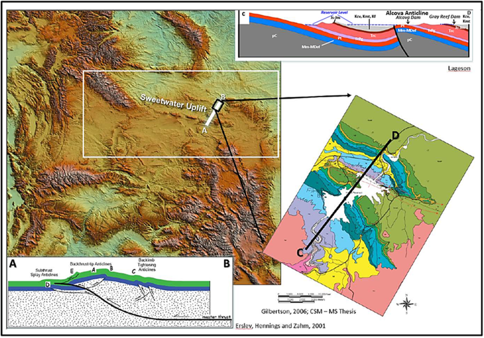 Geologic map and structural cross sections near Alcova Reservoir, Wyoming