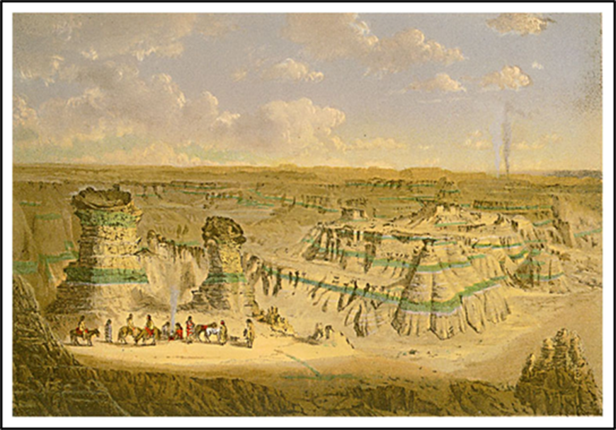 Chromolithograph of Washakie Badlands from 1869, Sweetwater County, Wyoming