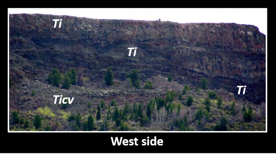 Picture of multiple lava flows on Battle Mountain, Carbon County, Wyoming