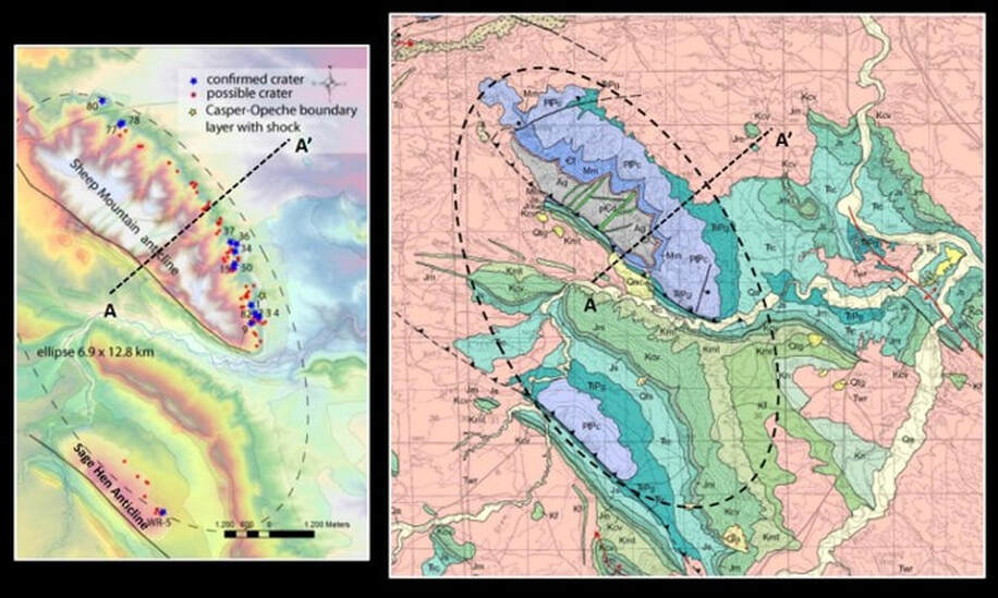 Elevation map and geologic map of Douglas Crater Field, Converse County, Wyoming
