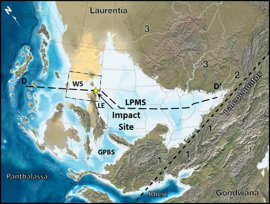 Late Pennsylvanian paleogeography map of North America