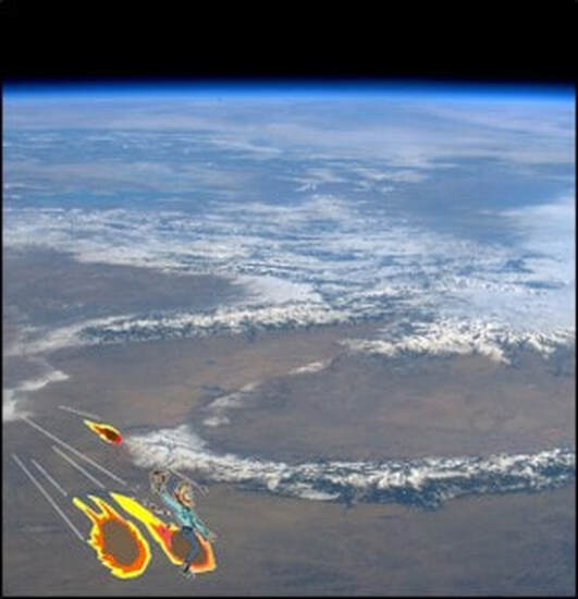 Cartoon of Ken Steele riding a meteor into Wyoming